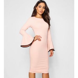 Flared Sleeve Midi Dress